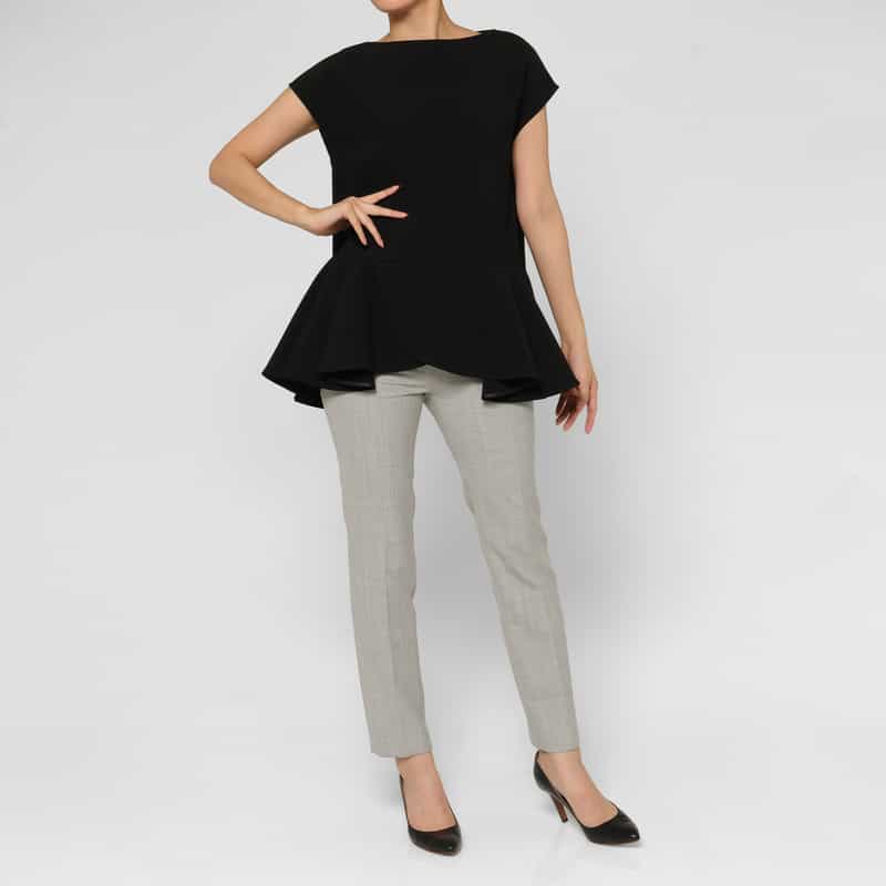 BARNEYS NEW YORK ウォッシャブル ウール混ダブルクロステーパードパンツ GRAY