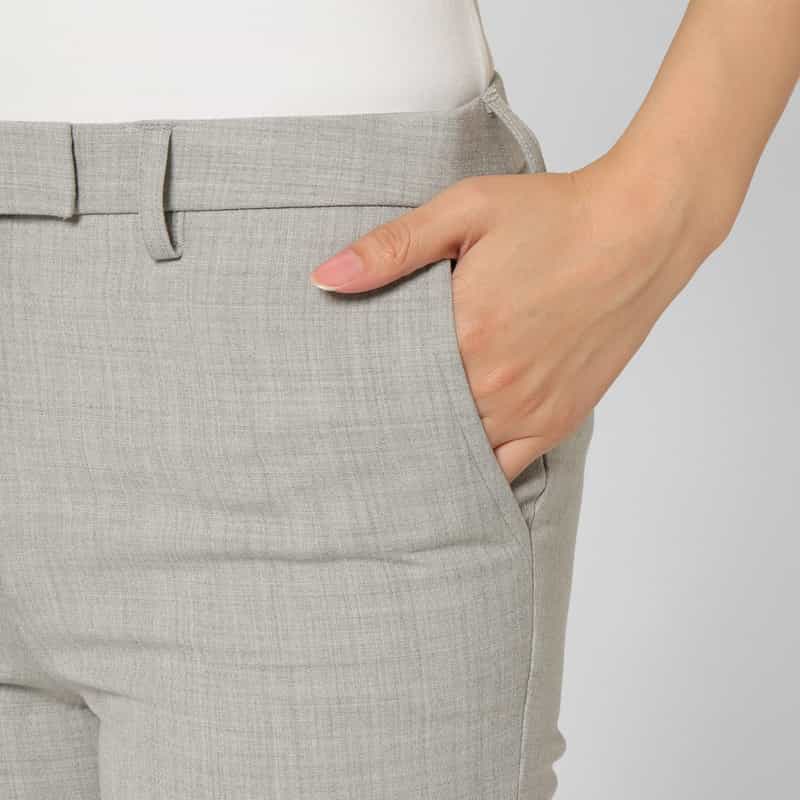 BARNEYS NEW YORK ウォッシャブル ウール混ダブルクロステーパードパンツ GRAY