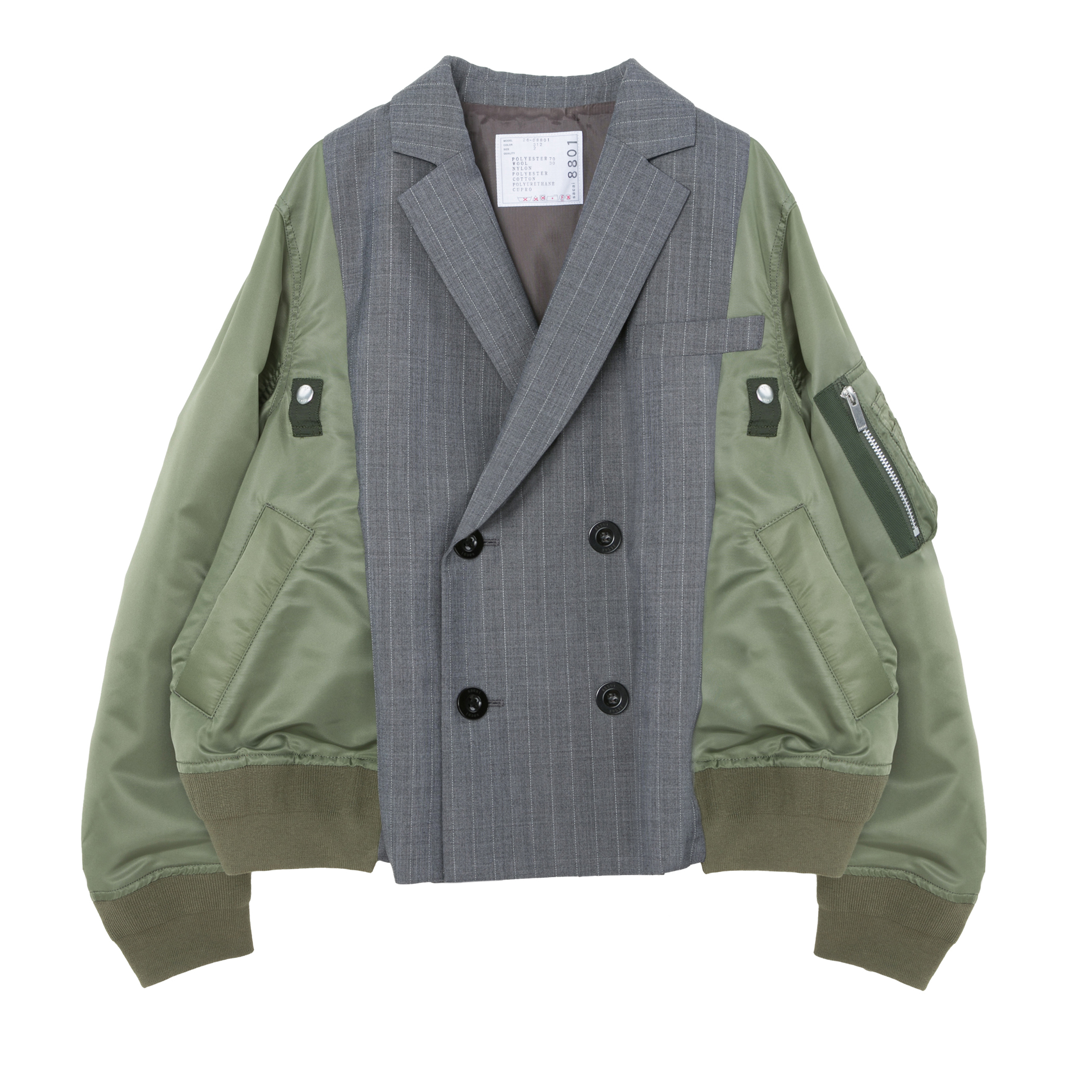 SACAI＜サカイ＞ バーニーズ　ニューヨーク限定ピンストライプ柄コンビネーションスーチングダブルブレストジャケット