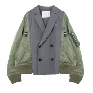 SACAI＜サカイ＞ バーニーズ　ニューヨーク限定ピンストライプ柄コンビネーションスーチングダブルブレストジャケット