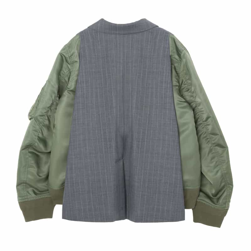 SACAI SACAI＜サカイ＞ バーニーズ　ニューヨーク限定ピンストライプ柄コンビネーションスーチングダブルブレストジャケット KHAKI