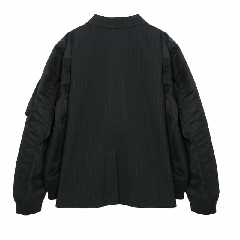 SACAI SACAI＜サカイ＞ バーニーズ　ニューヨーク限定ピンストライプ柄コンビネーションスーチングダブルブレストジャケット BLACK