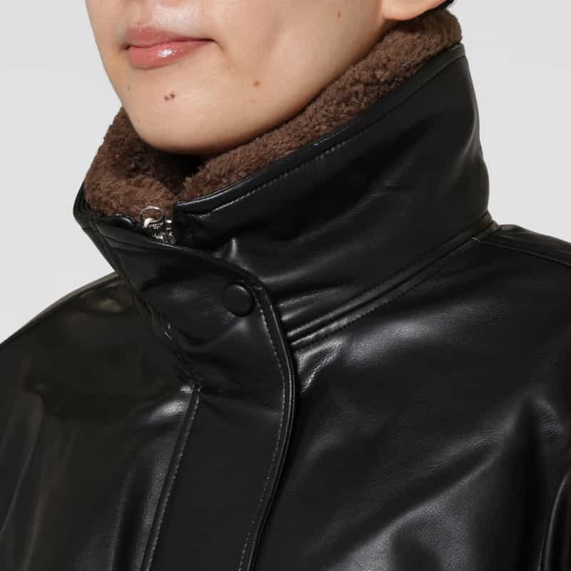 LOW CLASSIC LOW CLASSIC  ＜ロウクラシック＞ アーティフィシャルレザーボンバージャケット BLACK