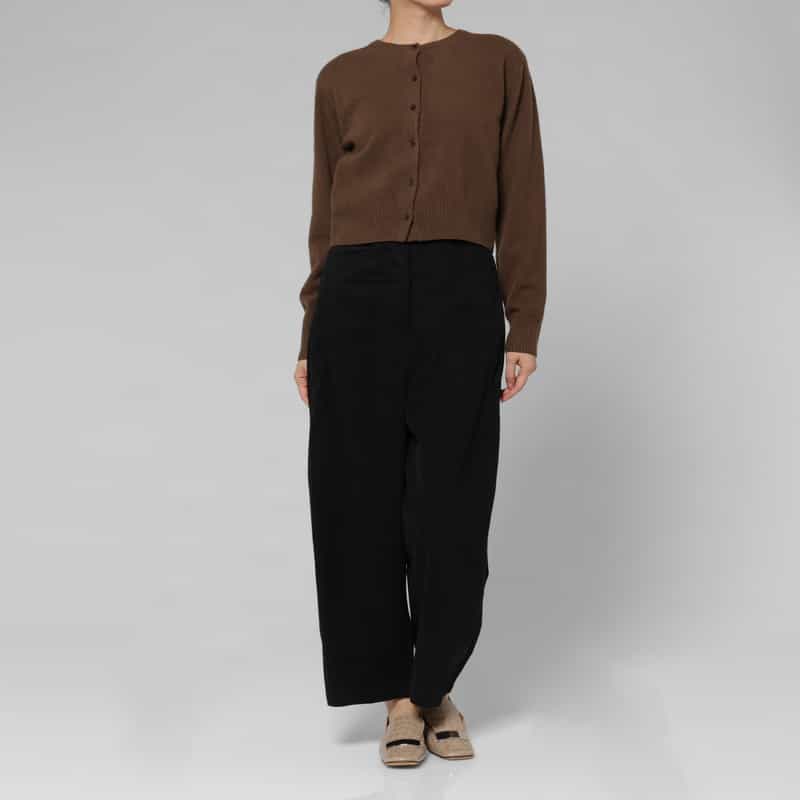 LOW CLASSIC LOW CLASSIC  ＜ロウクラシック＞ クロップド ウールニットカーディガン BROWN