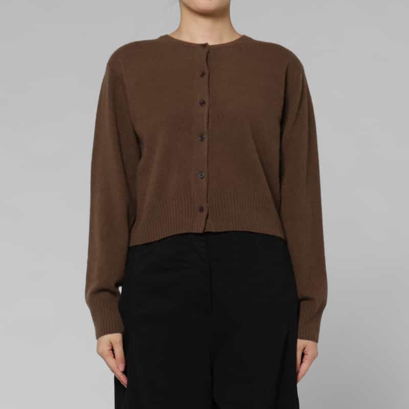 LOW CLASSIC LOW CLASSIC  ＜ロウクラシック＞ クロップド ウールニットカーディガン BROWN