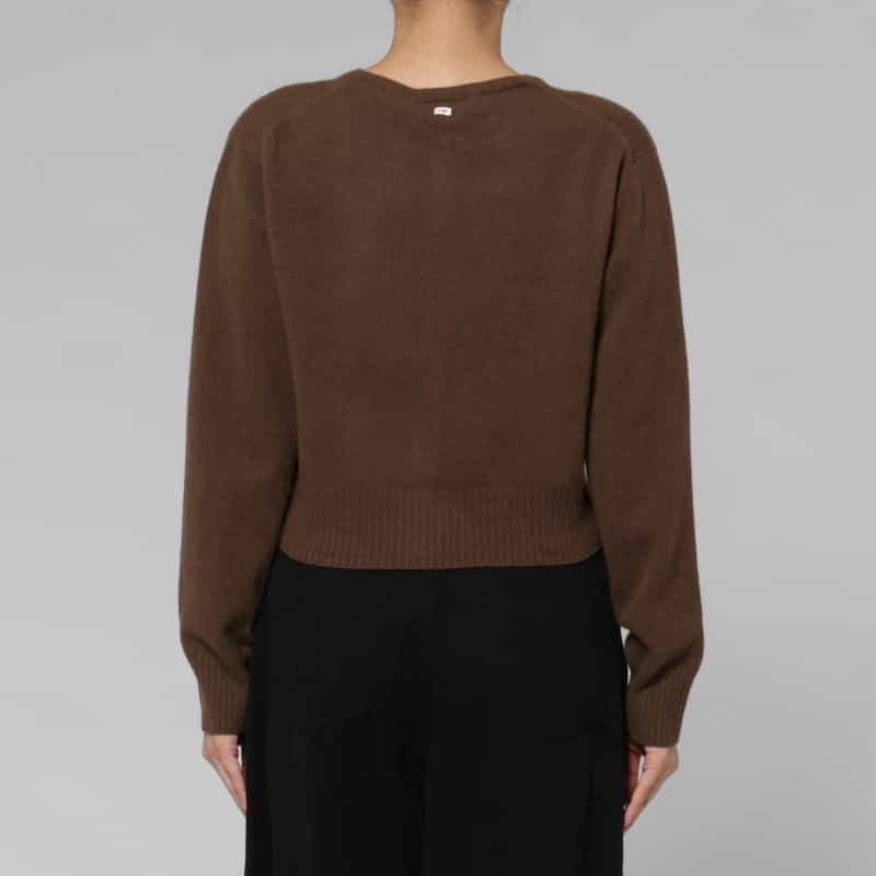LOW CLASSIC LOW CLASSIC  ＜ロウクラシック＞ クロップド ウールニットカーディガン BROWN