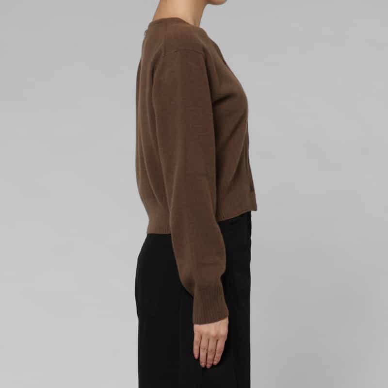 LOW CLASSIC LOW CLASSIC  ＜ロウクラシック＞ クロップド ウールニットカーディガン BROWN