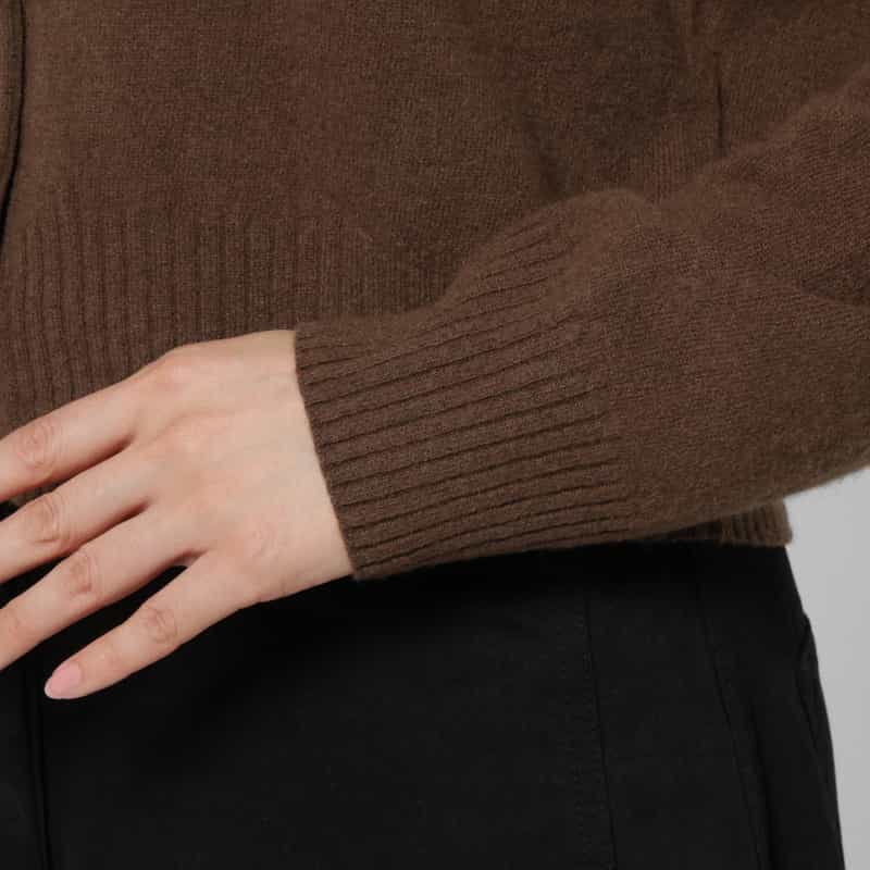 LOW CLASSIC LOW CLASSIC  ＜ロウクラシック＞ クロップド ウールニットカーディガン BROWN