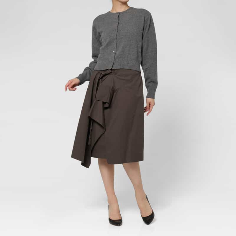LOW CLASSIC LOW CLASSIC  ＜ロウクラシック＞ クロップド ウールニットカーディガン DARK GRAY