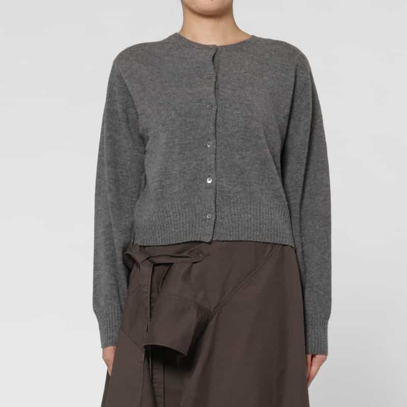 LOW CLASSIC LOW CLASSIC  ＜ロウクラシック＞ クロップド ウールニットカーディガン DARK GRAY