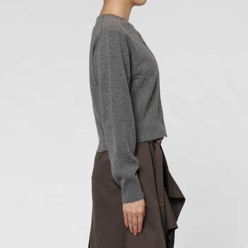 LOW CLASSIC LOW CLASSIC  ＜ロウクラシック＞ クロップド ウールニットカーディガン DARK GRAY