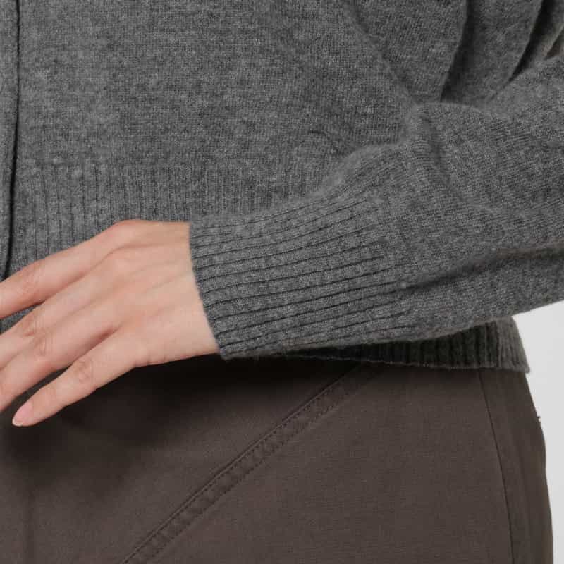 LOW CLASSIC LOW CLASSIC  ＜ロウクラシック＞ クロップド ウールニットカーディガン DARK GRAY