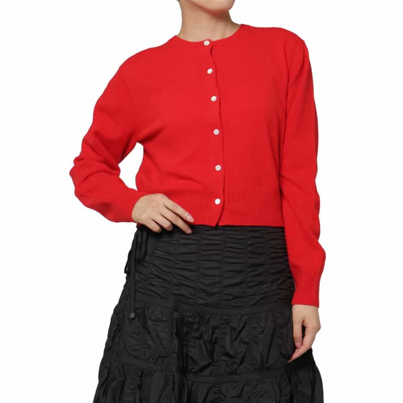 LOW CLASSIC LOW CLASSIC  ＜ロウクラシック＞ クロップド ウールニットカーディガン RED