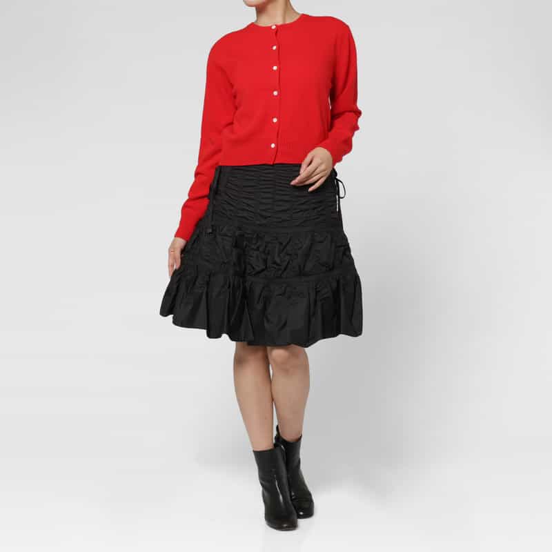 LOW CLASSIC LOW CLASSIC  ＜ロウクラシック＞ クロップド ウールニットカーディガン RED
