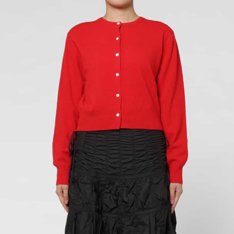 LOW CLASSIC LOW CLASSIC  ＜ロウクラシック＞ クロップド ウールニットカーディガン RED