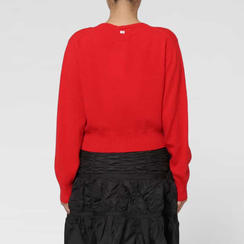 LOW CLASSIC LOW CLASSIC  ＜ロウクラシック＞ クロップド ウールニットカーディガン RED