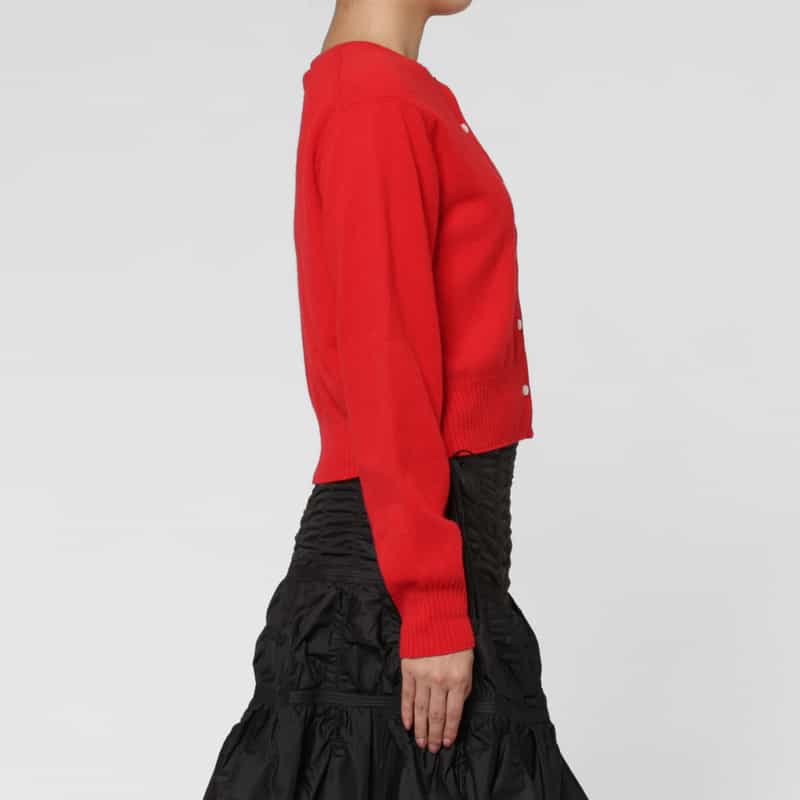 LOW CLASSIC LOW CLASSIC  ＜ロウクラシック＞ クロップド ウールニットカーディガン RED