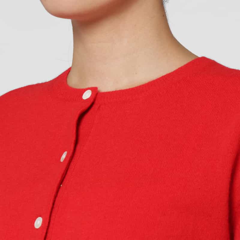 LOW CLASSIC LOW CLASSIC  ＜ロウクラシック＞ クロップド ウールニットカーディガン RED