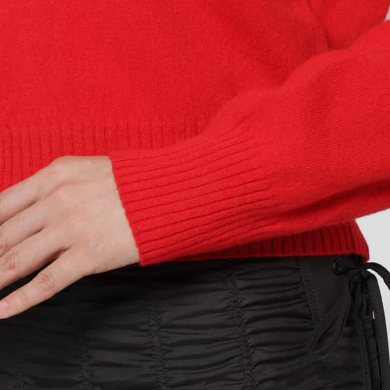 LOW CLASSIC LOW CLASSIC  ＜ロウクラシック＞ クロップド ウールニットカーディガン RED