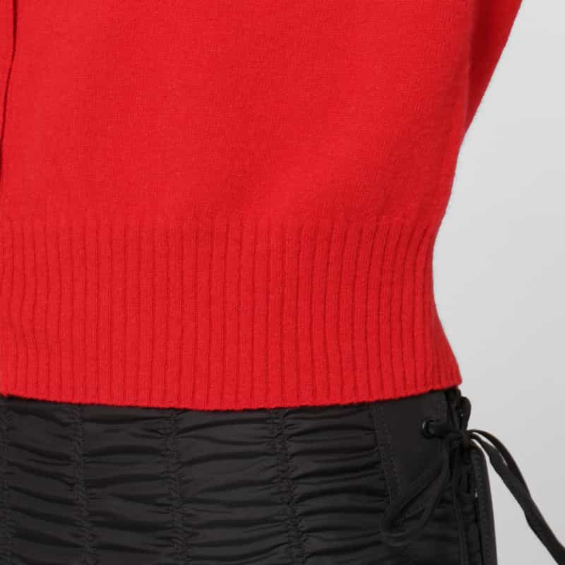 LOW CLASSIC LOW CLASSIC  ＜ロウクラシック＞ クロップド ウールニットカーディガン RED