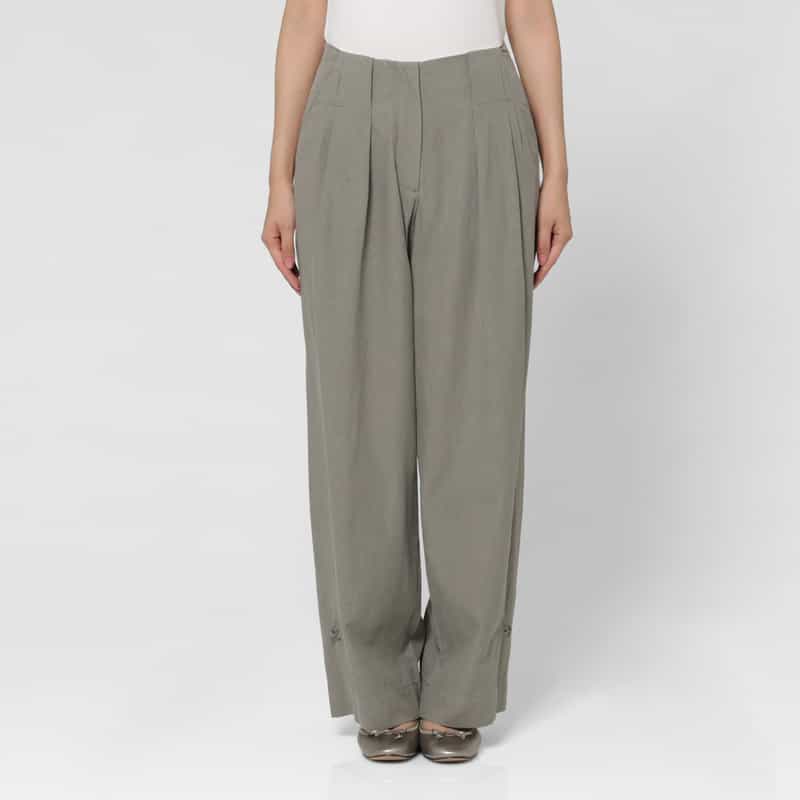 LOW CLASSIC LOW CLASSIC  ＜ロウクラシック＞ タック入りワイドパンツ KHAKI