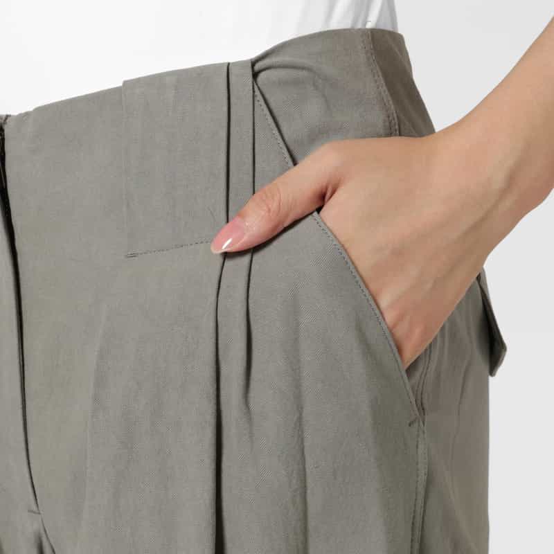 LOW CLASSIC LOW CLASSIC  ＜ロウクラシック＞ タック入りワイドパンツ KHAKI
