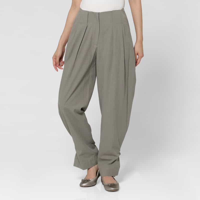 LOW CLASSIC LOW CLASSIC  ＜ロウクラシック＞ タック入りワイドパンツ KHAKI