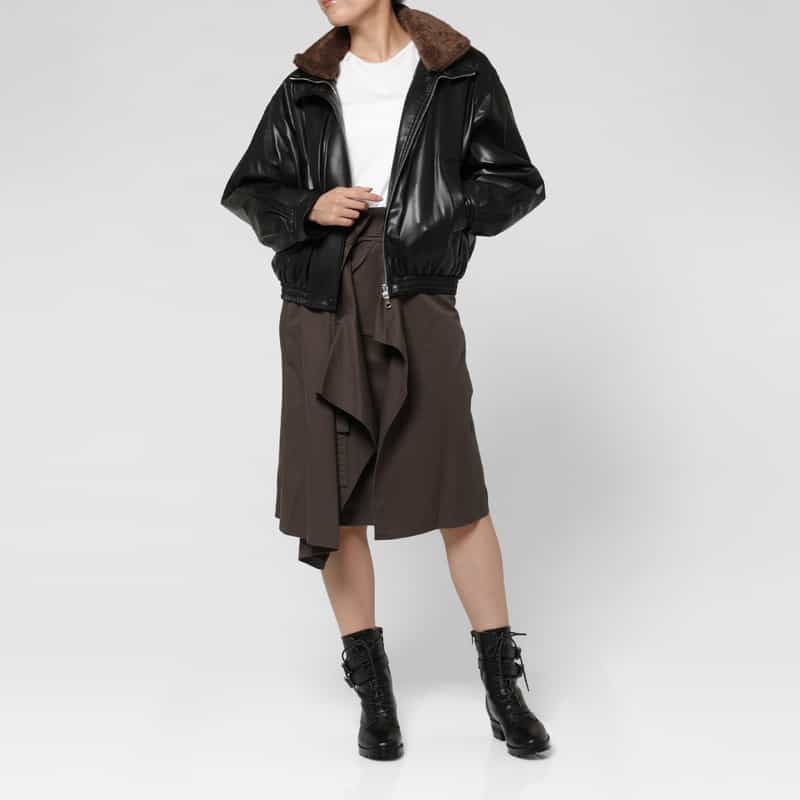 LOW CLASSIC LOW CLASSIC  ＜ロウクラシック＞ ドレープデザインスカート DARK GRAY