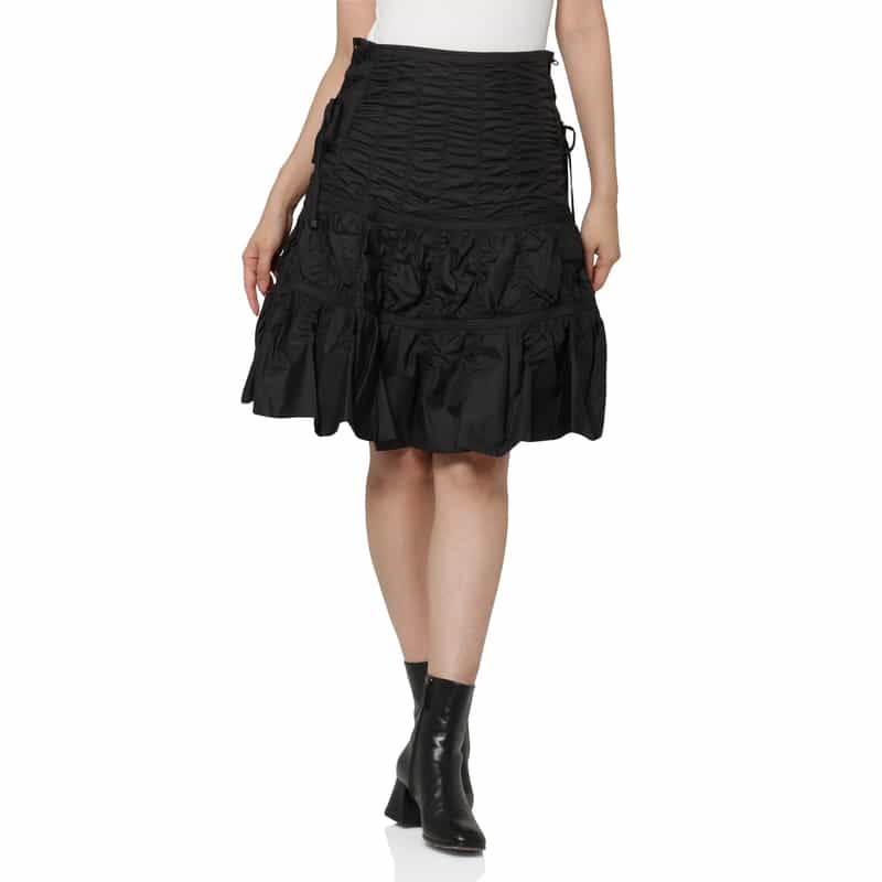 LOW CLASSIC LOW CLASSIC  ＜ロウクラシック＞ シャーリングデザイン スカート BLACK