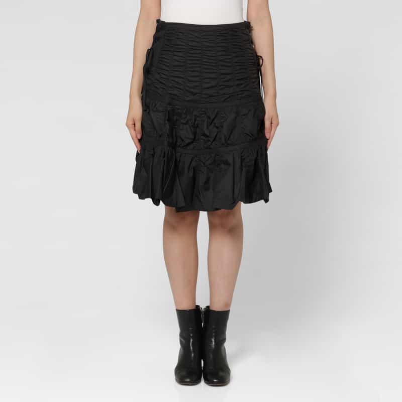LOW CLASSIC LOW CLASSIC  ＜ロウクラシック＞ シャーリングデザイン スカート BLACK