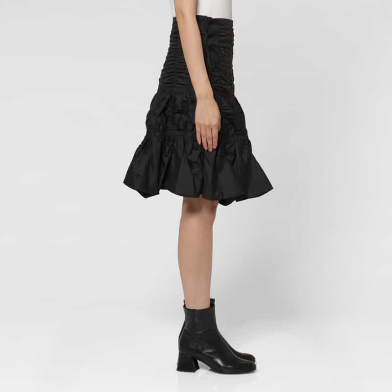 LOW CLASSIC LOW CLASSIC  ＜ロウクラシック＞ シャーリングデザイン スカート BLACK