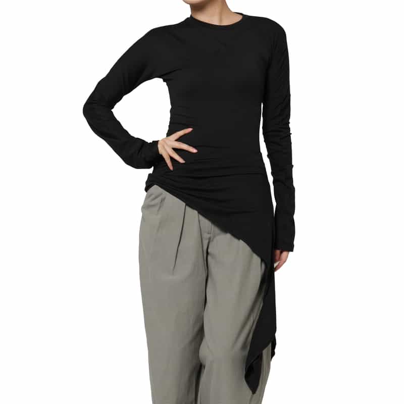 LOW CLASSIC LOW CLASSIC  ＜ロウクラシック＞ ラップデザインカットソー BLACK