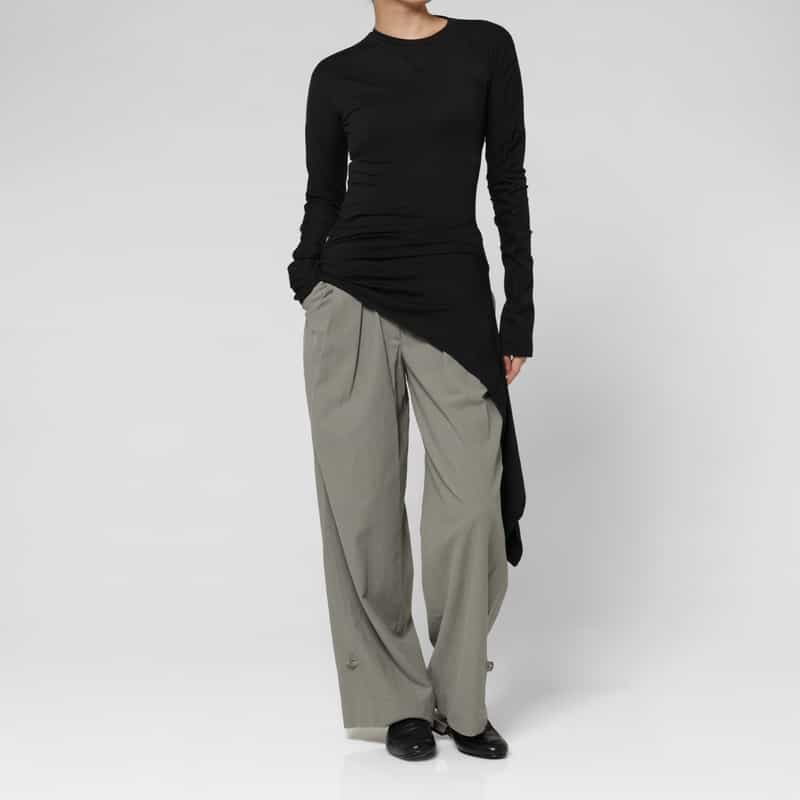 LOW CLASSIC LOW CLASSIC  ＜ロウクラシック＞ ラップデザインカットソー BLACK