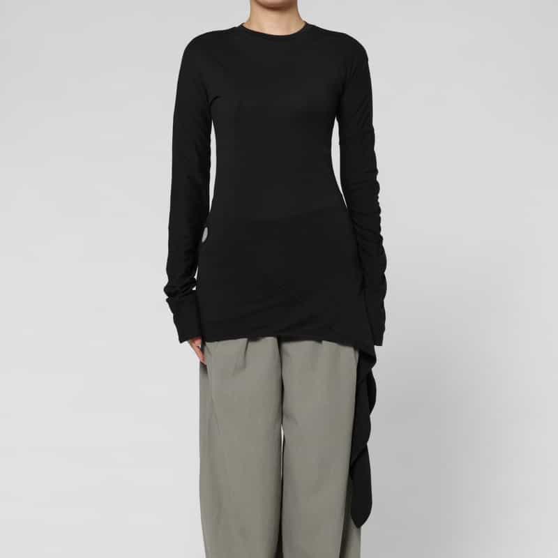 LOW CLASSIC LOW CLASSIC  ＜ロウクラシック＞ ラップデザインカットソー BLACK