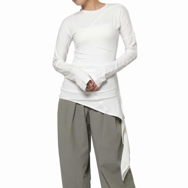 LOW CLASSIC LOW CLASSIC  ＜ロウクラシック＞ ラップデザインカットソー WHITE