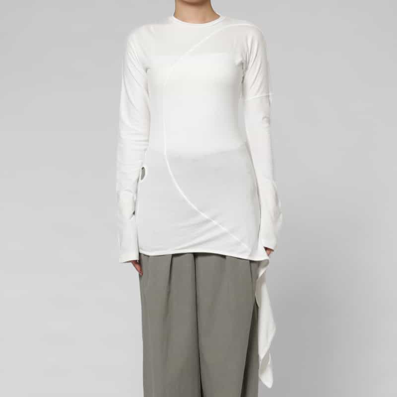 LOW CLASSIC LOW CLASSIC  ＜ロウクラシック＞ ラップデザインカットソー WHITE