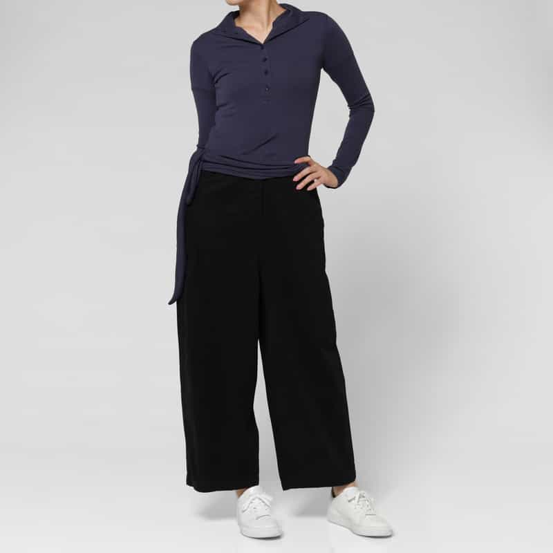 LOW CLASSIC LOW CLASSIC  ＜ロウクラシック＞ ラップデザイン スタンドカラーリブカットソー NAVY