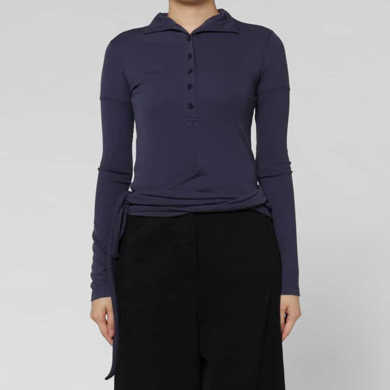 LOW CLASSIC LOW CLASSIC  ＜ロウクラシック＞ ラップデザイン スタンドカラーリブカットソー NAVY