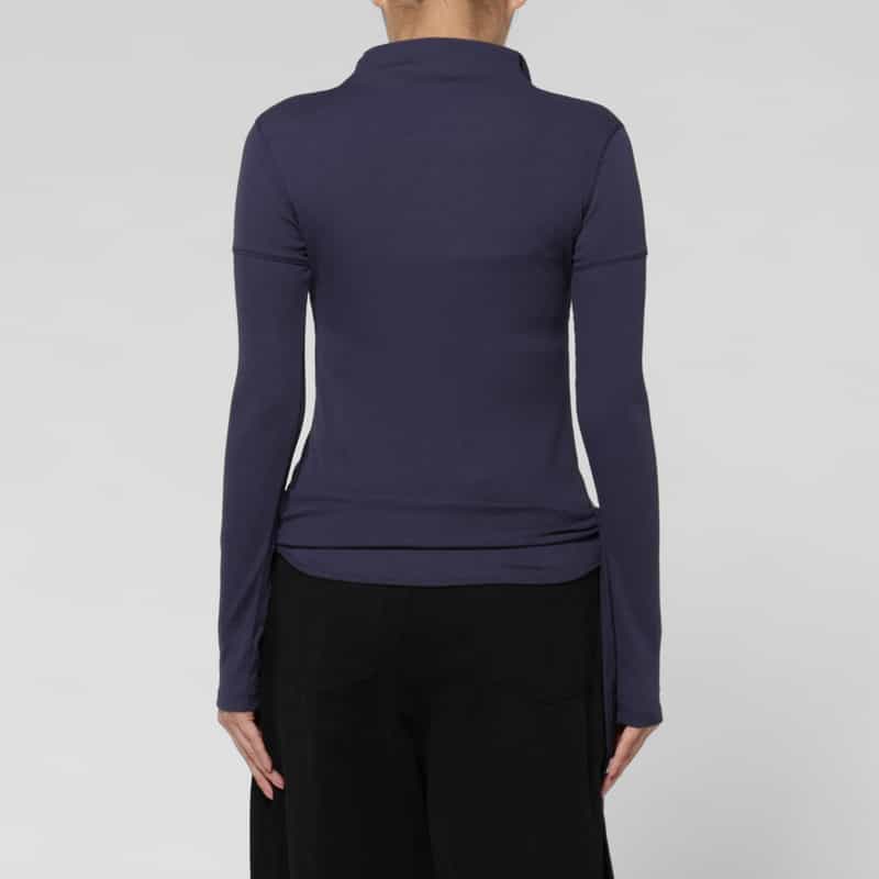 LOW CLASSIC LOW CLASSIC  ＜ロウクラシック＞ ラップデザイン スタンドカラーリブカットソー NAVY