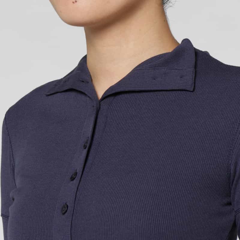 LOW CLASSIC LOW CLASSIC  ＜ロウクラシック＞ ラップデザイン スタンドカラーリブカットソー NAVY