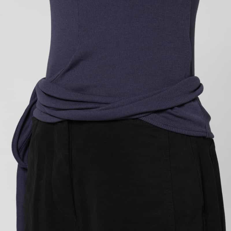 LOW CLASSIC LOW CLASSIC  ＜ロウクラシック＞ ラップデザイン スタンドカラーリブカットソー NAVY
