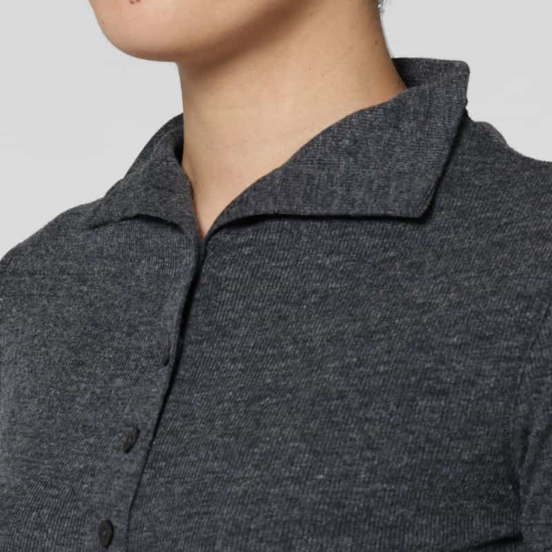 LOW CLASSIC LOW CLASSIC  ＜ロウクラシック＞ ラップデザイン スタンドカラーリブカットソー DARK GRAY