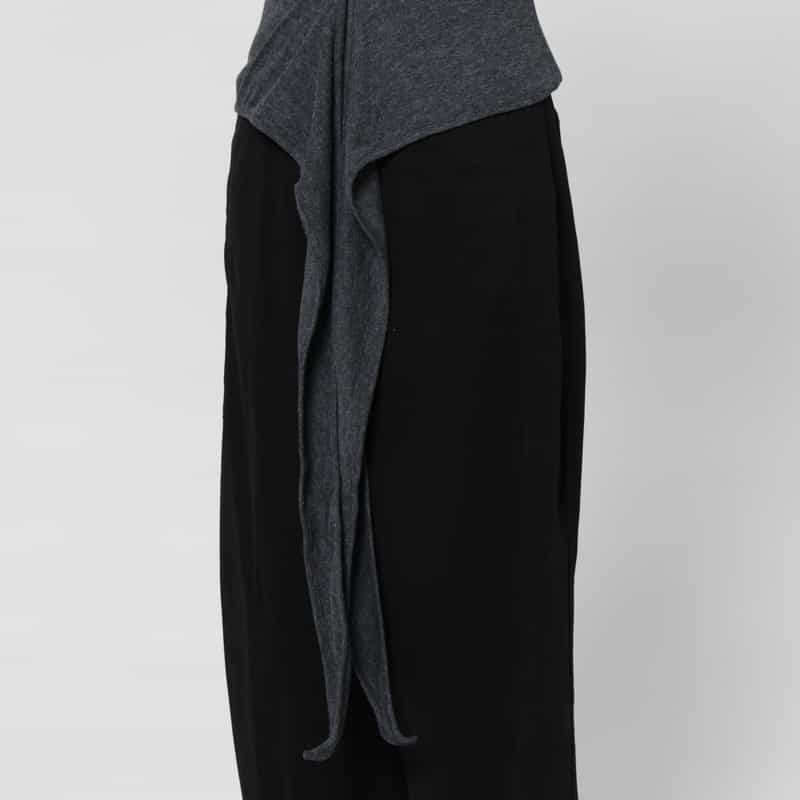 LOW CLASSIC LOW CLASSIC  ＜ロウクラシック＞ ラップデザイン スタンドカラーリブカットソー DARK GRAY