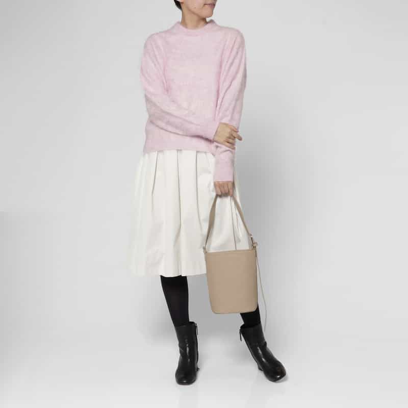 BARNEYS NEW YORK シュリンクレザーバケットバッグ BEIGE