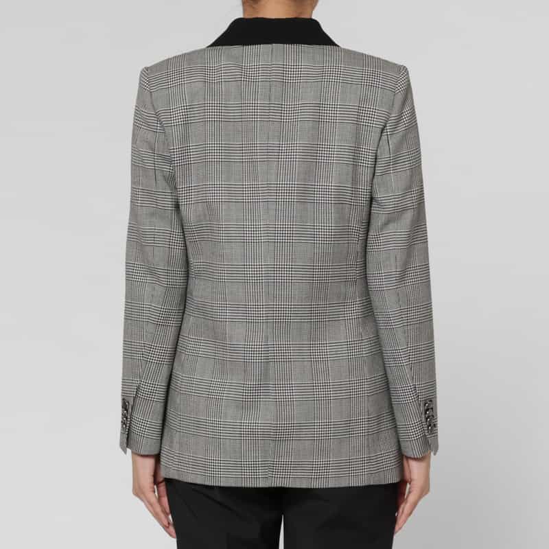 BARNEYS NEW YORK ウール素材グレンチェック柄ダブルブレスト テーラードジャケット GRAY