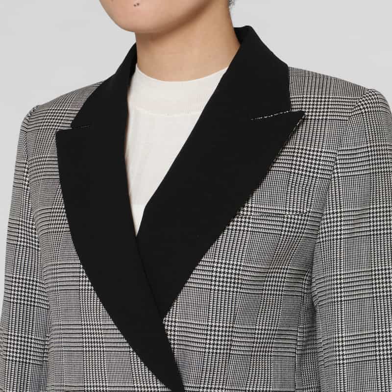 BARNEYS NEW YORK ウール素材グレンチェック柄ダブルブレスト テーラードジャケット GRAY