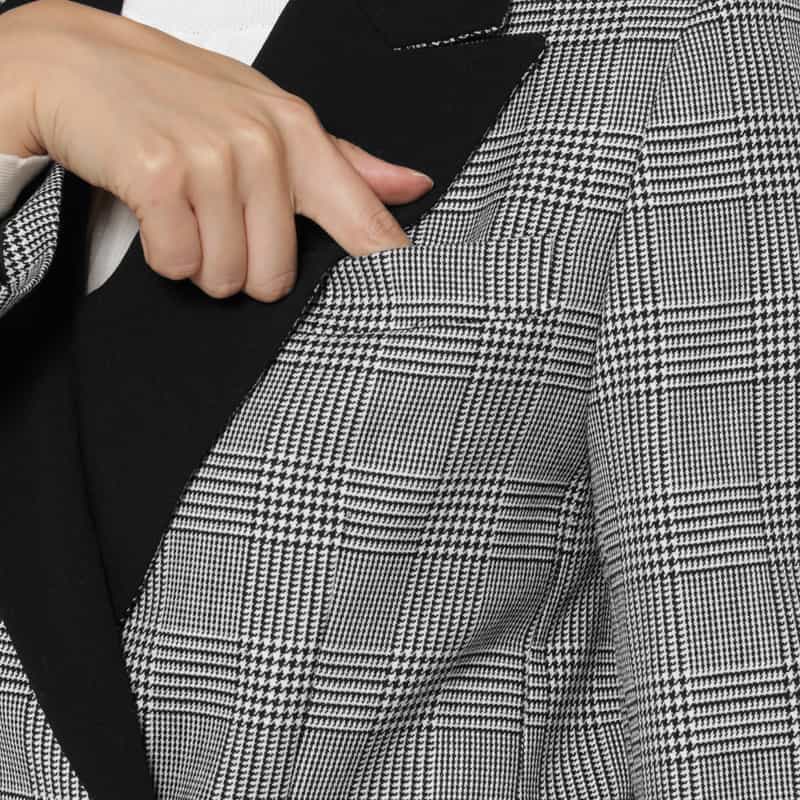 BARNEYS NEW YORK ウール素材グレンチェック柄ダブルブレスト テーラードジャケット GRAY