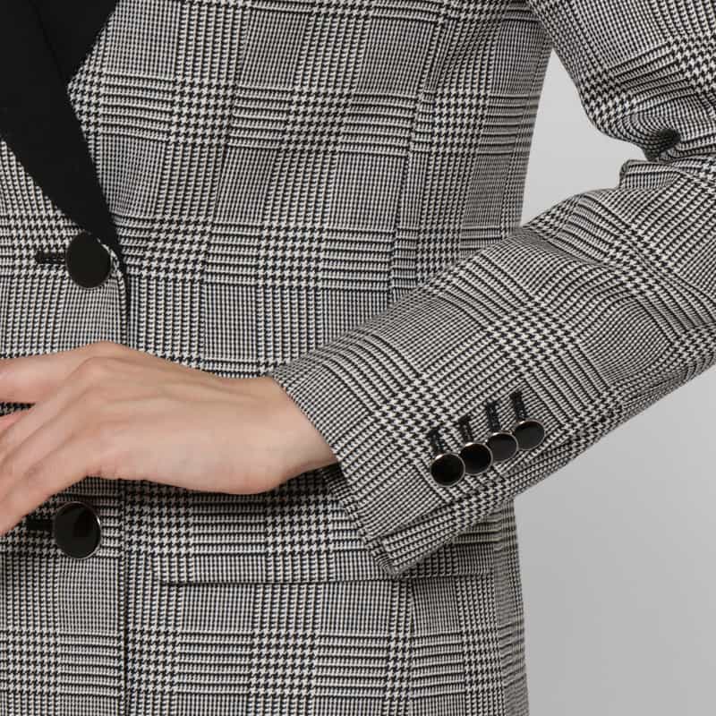 BARNEYS NEW YORK ウール素材グレンチェック柄ダブルブレスト テーラードジャケット GRAY