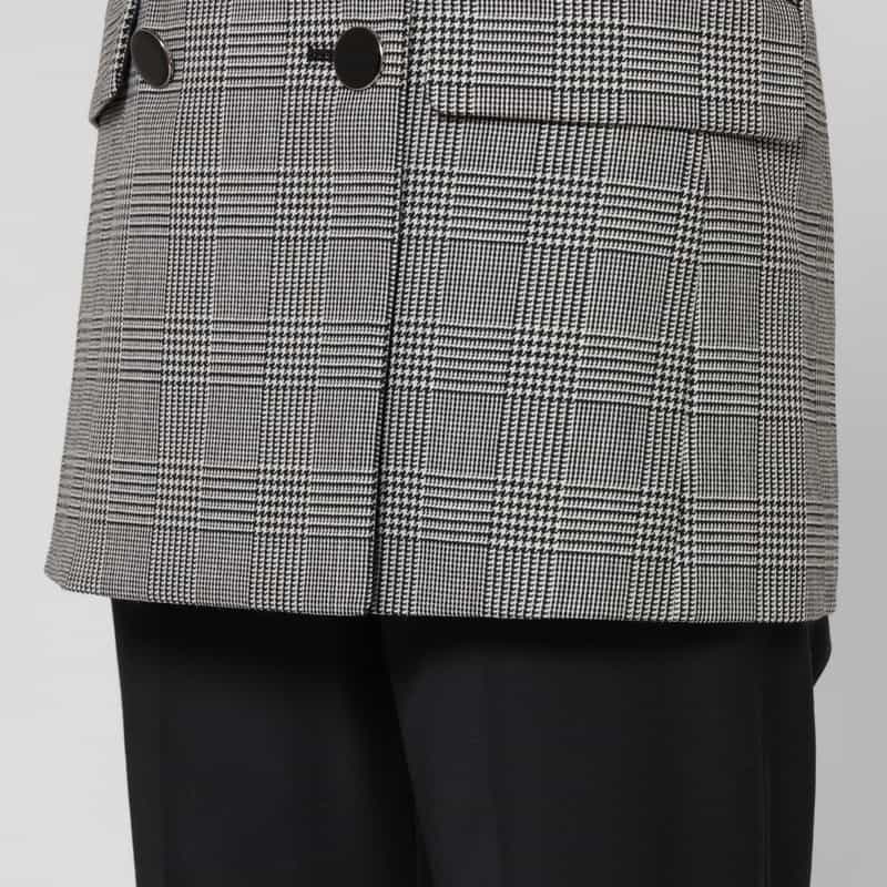 BARNEYS NEW YORK ウール素材グレンチェック柄ダブルブレスト テーラードジャケット GRAY