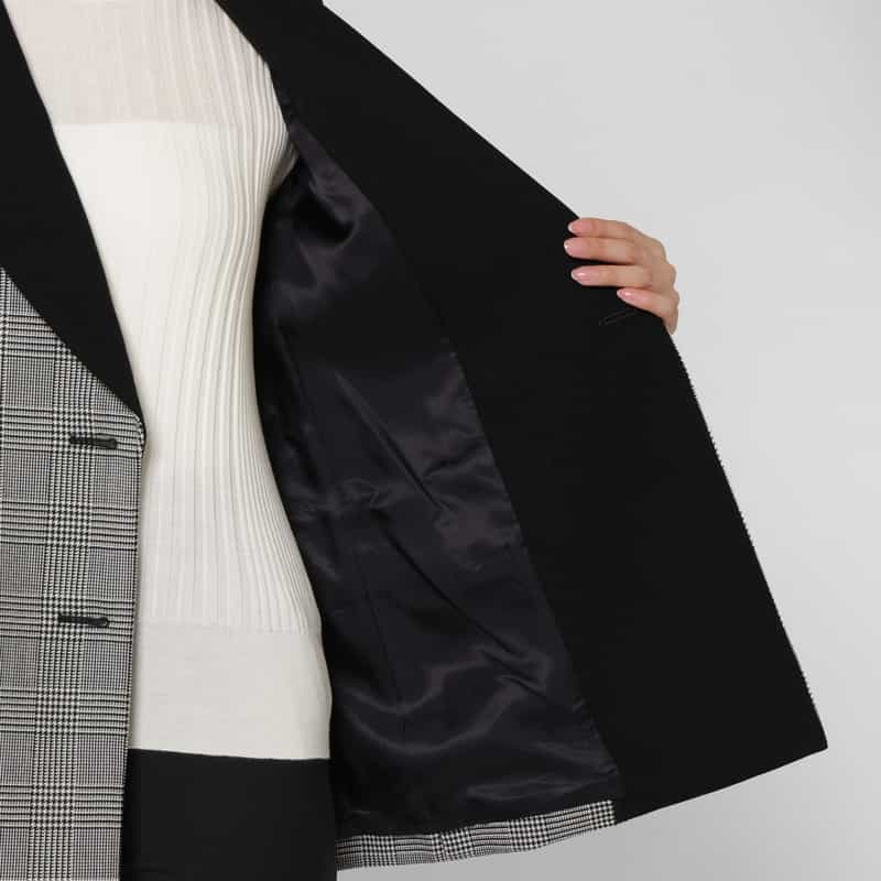 BARNEYS NEW YORK ウール素材グレンチェック柄ダブルブレスト テーラードジャケット GRAY